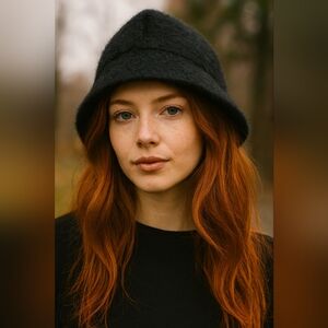 House Of Harlow 1960 New Black Fuzzy faux fur Bucket Hat